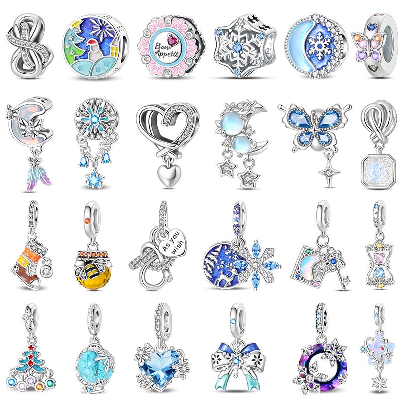 Ice Snow Fairy Charm Bead Charms Copper Snowflake Luminous Crystal Ball Bead Charms Compatible With 3mm Authentic Bracelets Do It Yourself Jewellery B