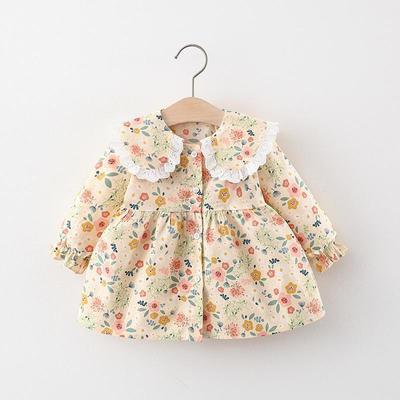 2022 Spring/Autumn Floral Lapel Princess Dress for Baby Girls - Korean Western Style 1090