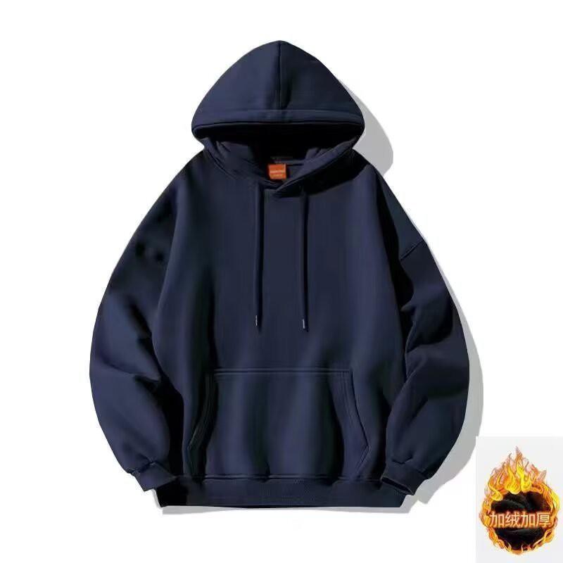 Oversized Unisex Heavyweight 420g Fleece-Lined Hooded Sweatshirt Pure Color Loose Fit Winter Casual Top