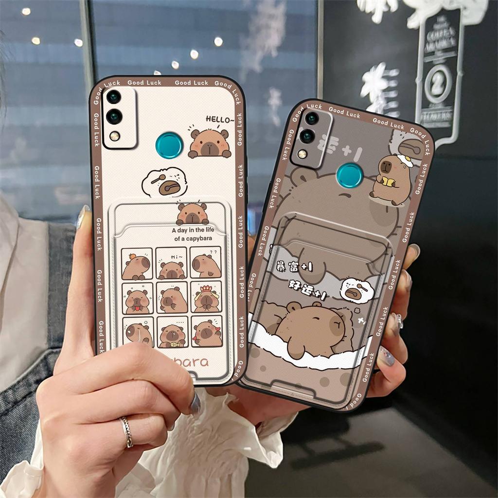 Cute TPU Phone Case For Huawei Honor 9X Lite Graffiti Full Wrap Card Sleeve Back Cover Cover Card Slot Dirt-resistant