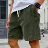 Mens Corduroy Casual Shorts with Elastic Waistband Drawstring Adjustable Fit Relaxed Summer Lightweight Shorts for Daily Wear