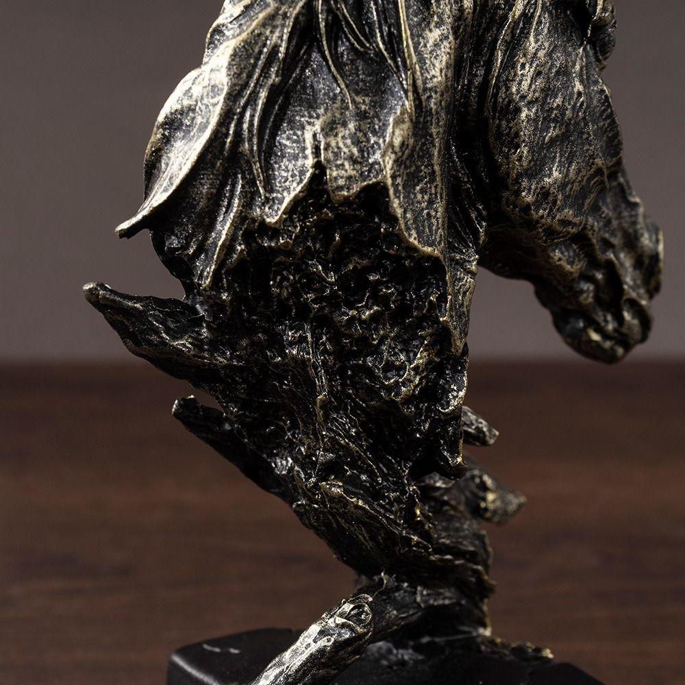 Resin Animal Sculpture Art Miniatures Figurine Micro Landscape Horse Head Statue  Bedroom