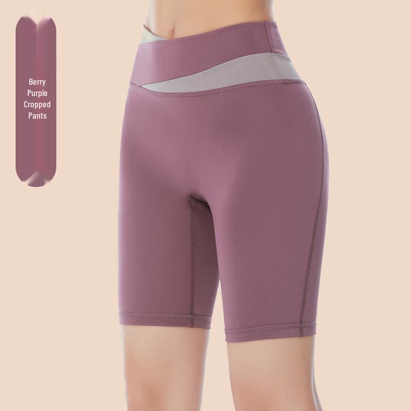 Nuodingxiu Women's Color Block Butt-Lifting Naked Feel Fitness Shorts