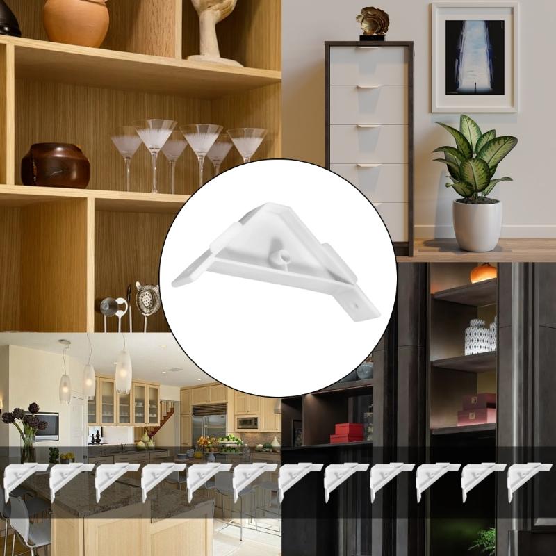 Pack of 12 Plastic 90 Degree Corner Bracket Rack for Secure Cabinet Countertops And Shelf Installation Furniture Support