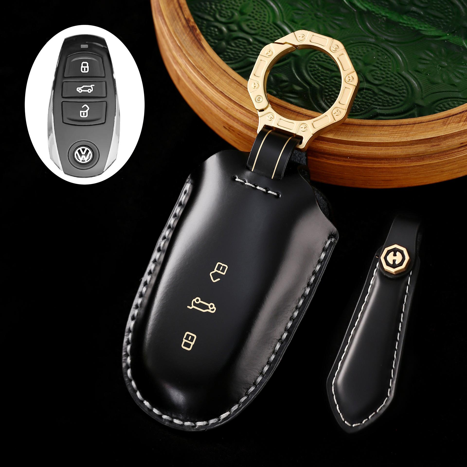 

Leather Car Key Bag Is Suitable For 11-18 Volkswagen Touareg Special Protective Case Cover 4S Store Event Delivery Gift