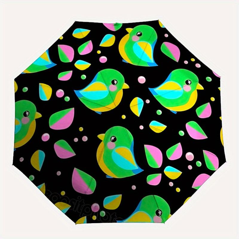 

1pc Colorful Birds Pattern Automatic Folding Umbrella, Portable & Foldable Design with 8 Ribs, Casual Outdoor Accessory yy250805065