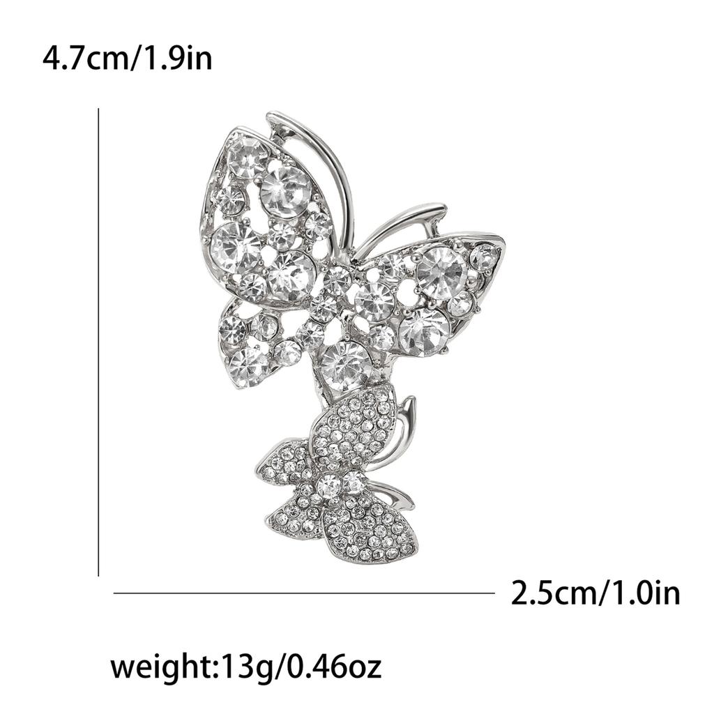 Fashion Alloy Rhinestone Butterfly Brooch Temperament Simple Women'S Suit Dress Corsage Jewelry Pin