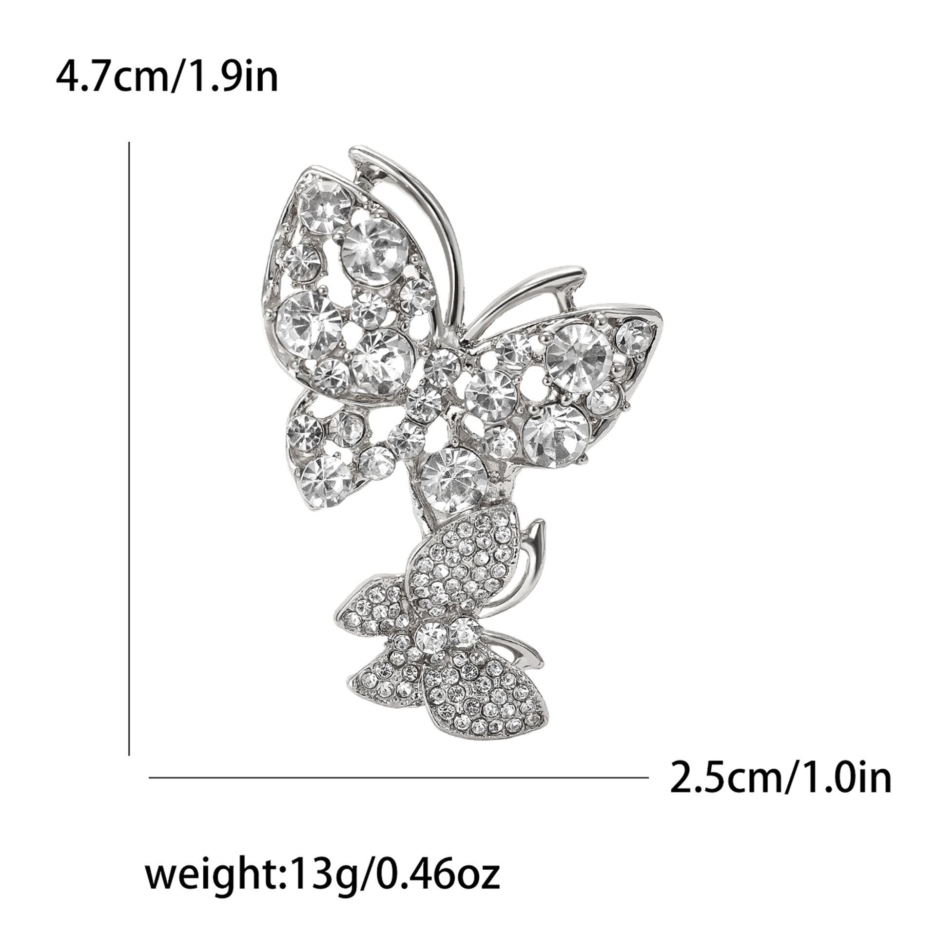 

Модная брошь-бабочка из сплава со стразами, темпераментная простая женская брошь для костюма, платья, корсажа, ювелирные изделия, булавка