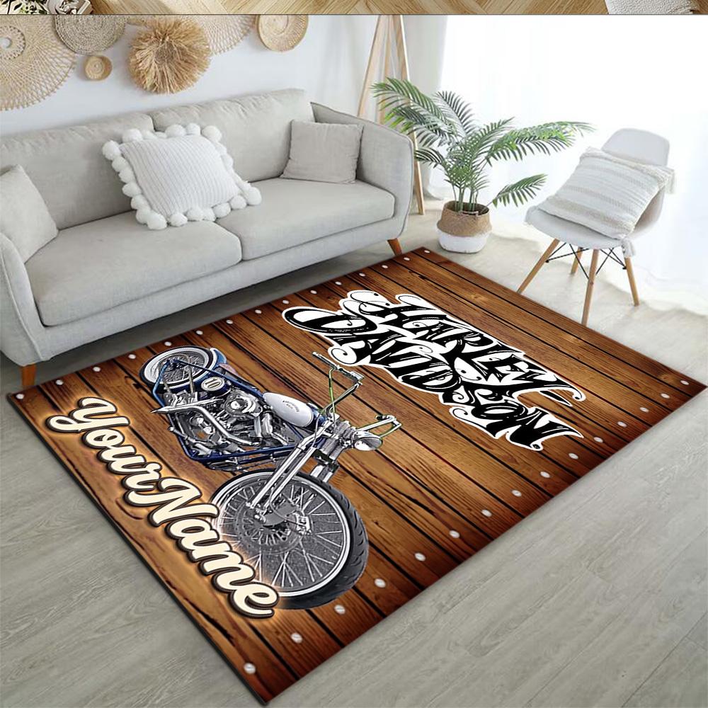 Harley-davidson Motorcycles Personalized Name Area Rug Perfect for Outdoor Bedrooms Foyer Living Rooms Anti-slip Rug Anime Office Decor