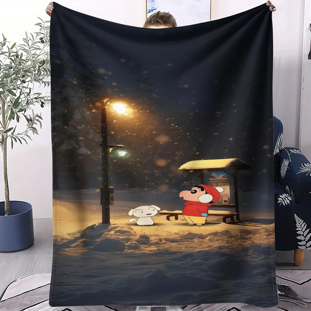 Crayon Shinchan Small Cover Blanket Bed Sheet Soft Comfortable All Season Bed Dorm Sofa Office Car Lunch Camping Nap Kids Gift