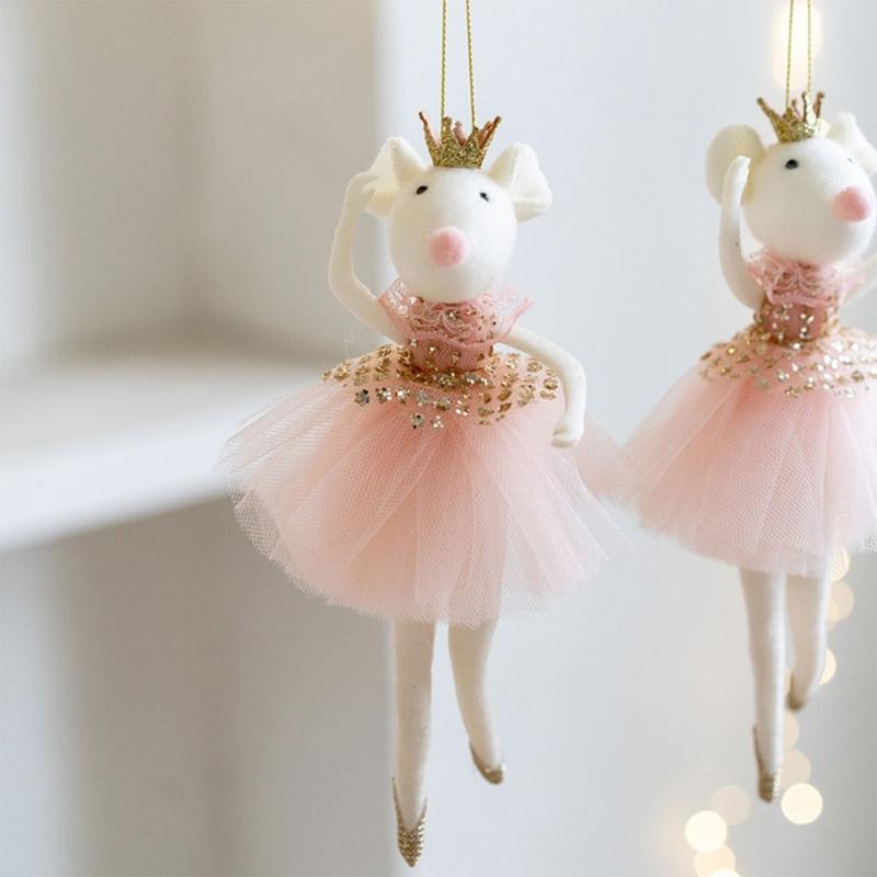Ballettmaus-Puppe Weihnachtsbaumschmuck für das Feiertagsfest 20cm Ballettänzerin Figur Hängedekoration