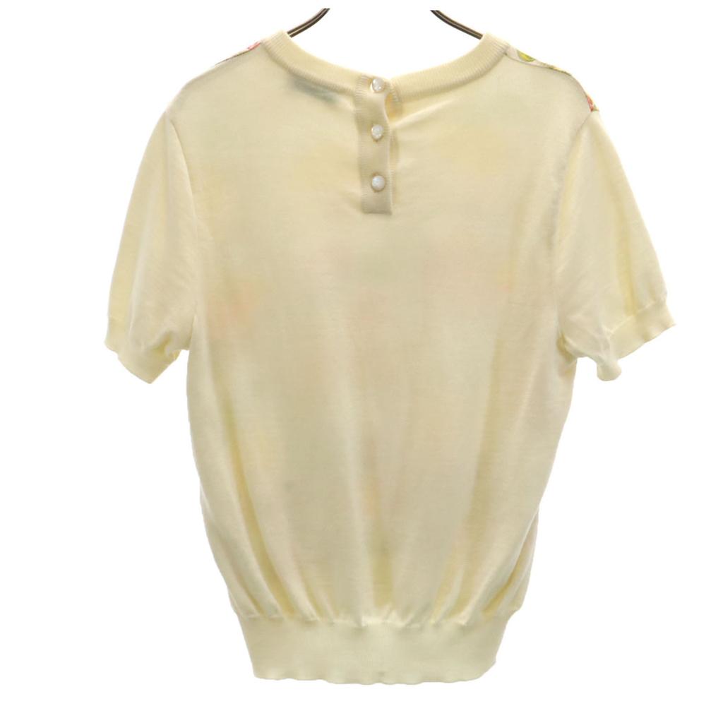 Salvatore Ferragamo 90s Made in Italy Old Floral pattern switching Short sleeve knit Women Used