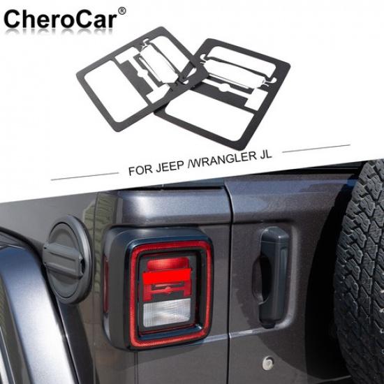 

2x Rear Taillights Light Lamp Guard Cover Trim Decor For Jeep Wrangler JL 18+