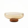 Glass Fruit Bowl with Wooden Pedestal Decorative Transparent