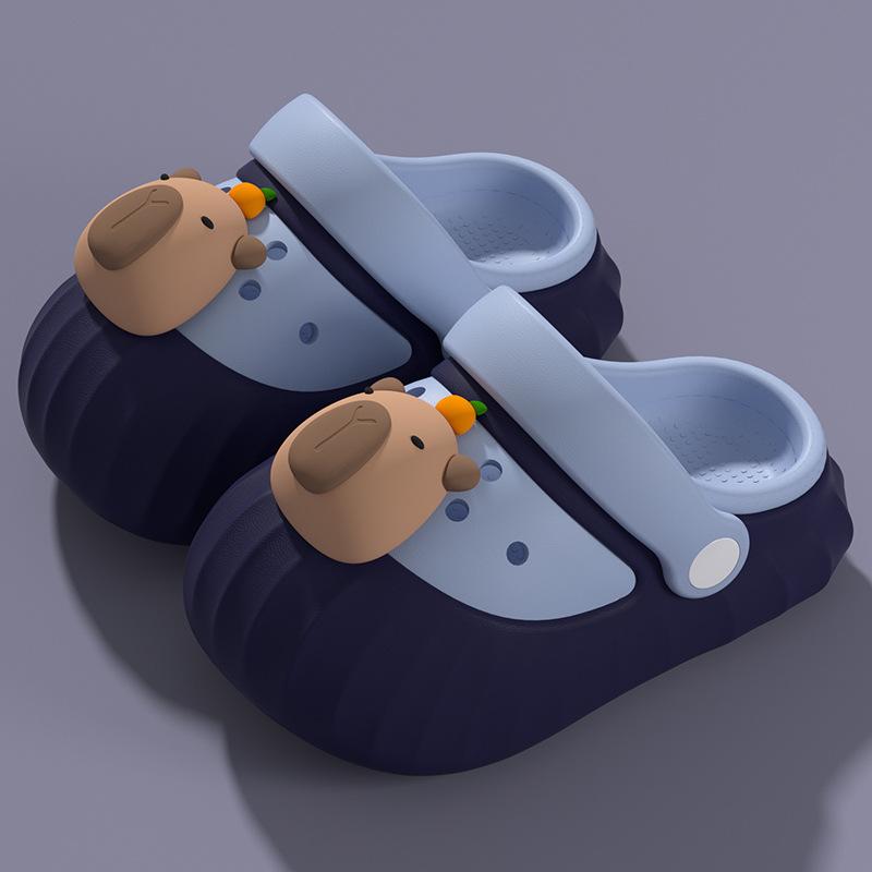 

Capybara children s clogs, boys slippers for summer outdoor wear, non-slip indoor home sandals for toddlers and kids 15CM темно-синий