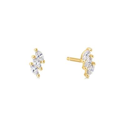 Gold Triple Marquise 925 Silver Stud Earrings E063-01G