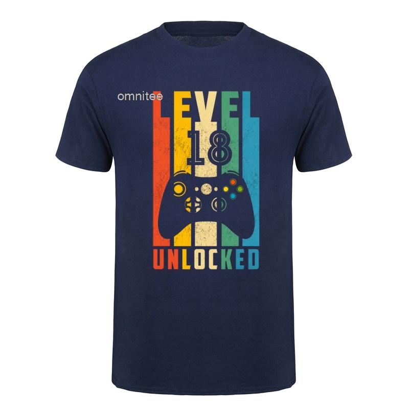 Level 18 Freigeschaltet 18. Geburtstag 18-Jähriger Gamer Jungen T-Shirts Kurzarm Spieler Geschenk Streetwear Oberteile HJ106