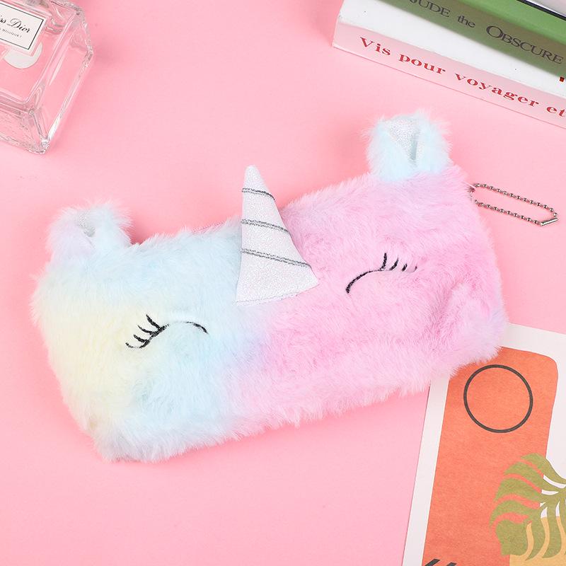 

Korean Style Cute Unicorn & Heart Fluffy Pencil Case for Girls