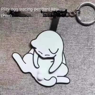 New Pull Play Egg Cat Keychain Rotatable 3d Bag Pendant Bag Accessories Cartoon Cat Trick Play Egg Toy Gifts