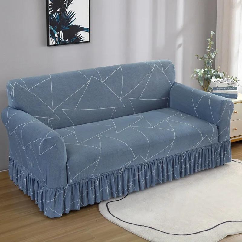 High Elastic Sofa Slipcover with Skirt Stretch Easy Fitted Armchair Sofa Covers 1/2/3/4-Seater Couch Slipcovers for Living Room