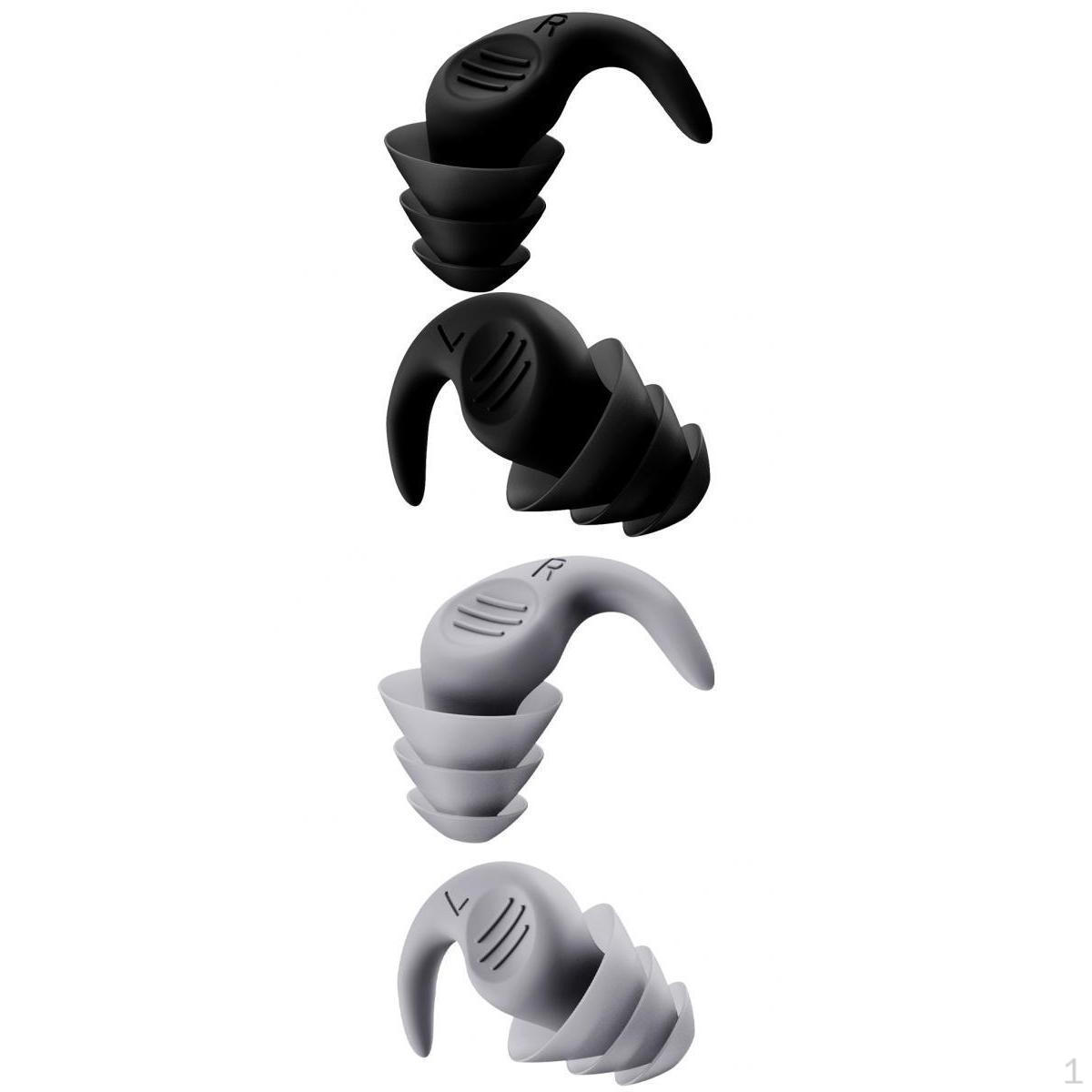 

2 Reduction Ear Plugs Silicone Snoring Swimming Black Gray