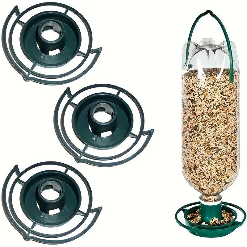 2/1Pcs Outdoor Bird Feeder Automatic Hanging Plastic Feed Bowl For Parrot Pigeon Pet Indoor Bottle Mouth Docking Feeding Suppli