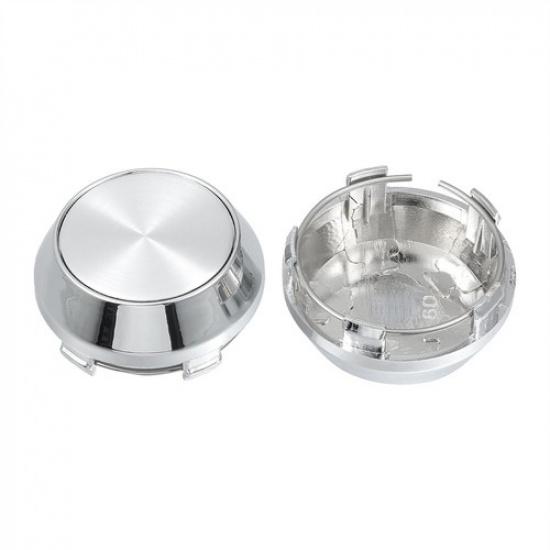 4pcs For Wheel Center Cap Universal Rim Chrome Hub Cap 60mm No  Silver Base