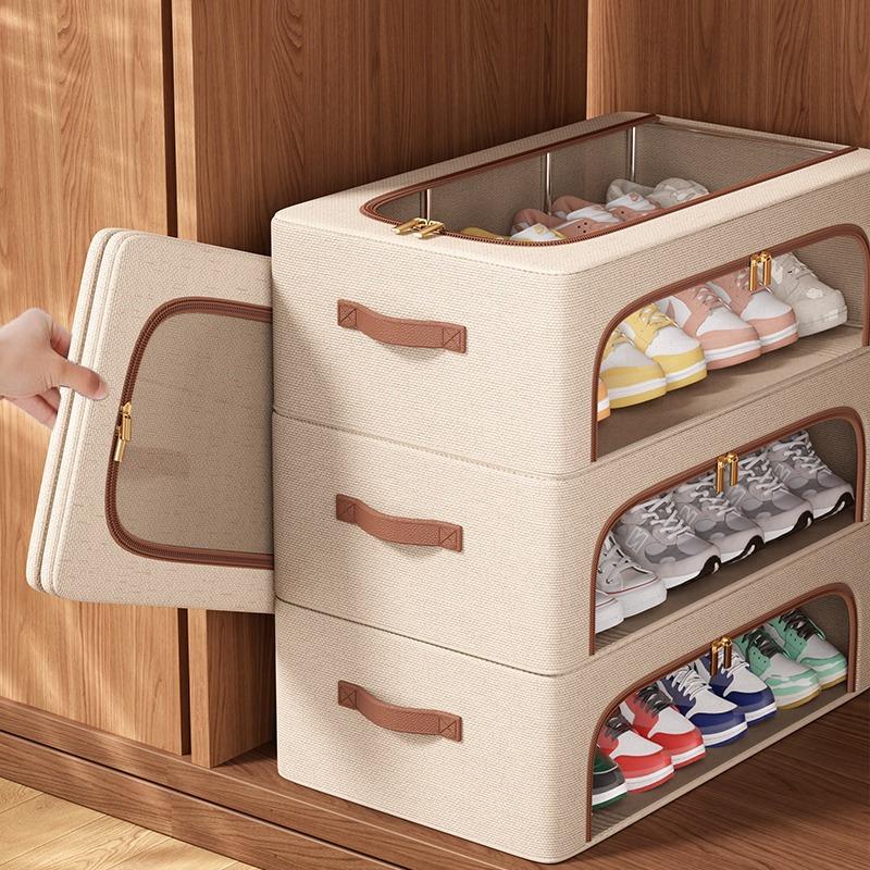 high qualityThickened Steel Frame Support, Large Capacity Under Bed with Lid Foldable Storage Shoe Box, Can Be Placed in The Bedroom, Living Room,