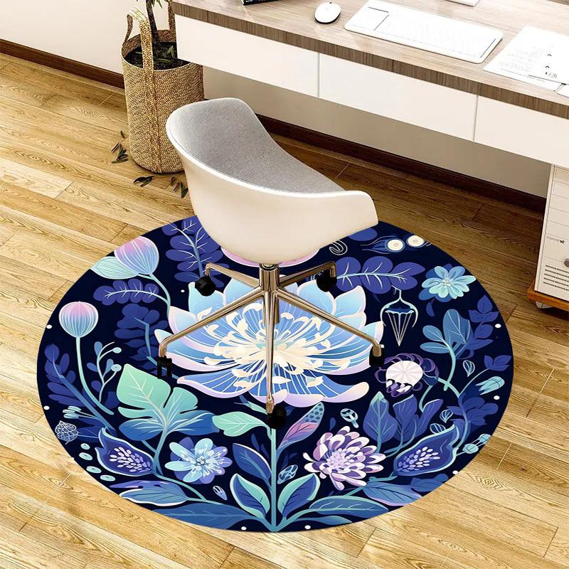 1pc Office Carpet Chair Mats Elegant Floral Circular Design Perfect for Decorating Office Chairs, Living Rooms, Or Bedrooms