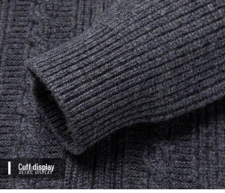 Men's Jacquard Wool Cardigan - 2025 Autumn/Winter Fashion, Zip-Up Stand Collar, Casual Sweater for Middle-Aged and Young Adults.