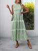 Summer 2026 Middle East High-End Lace Trim Patchwork Maxi Slip Dress with French Stripes