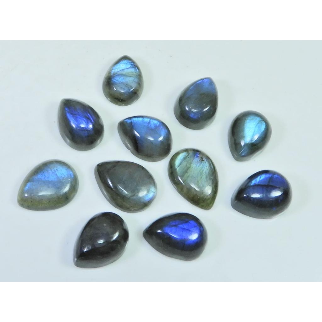 10X13MM Natural Labradorite Blue Fire Pear Cabochon Loose Gemstone 11Pcs Lot C-1112
