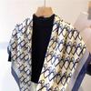 Ladies' Silk imitation Scarf Vintage Fashionable Versatile Printed Silk Spring Hair Band Hijab Sunsceen Neckerchief Shawl Wraps
