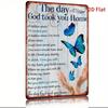 Metal Wall Art Vintage Butterfly Christian Memorial Sign, Retro Home Decor Poster