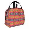 African Tribal Ankara Fabric Style Pink Thermal Insulated Lunch Bags Women Geometric Ethnic Art Portable Lunch Tote Food Box