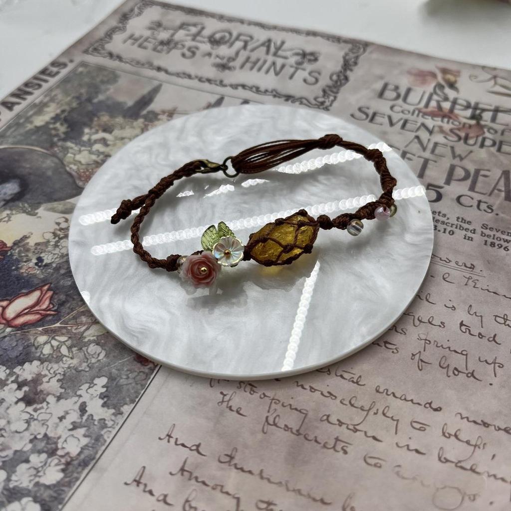 Rose Aquamarine Hand-Woven Crystal Bracelet - Versatile Couple Design