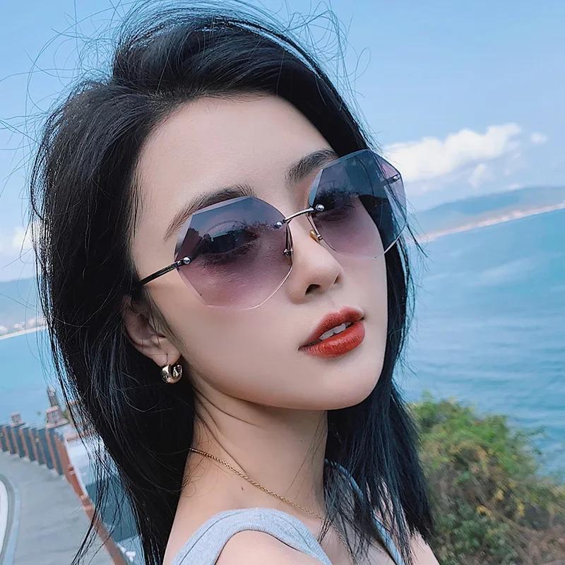 4PCS Fashion Rimless Square Sunglasses Women Men Vintage Luxury Brand Designer Ins Sun Glasses for Female UV400 Shades