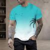 Men Plus Size Round Neck Short Sleeve Clover Printed T Shirt White Green Casual