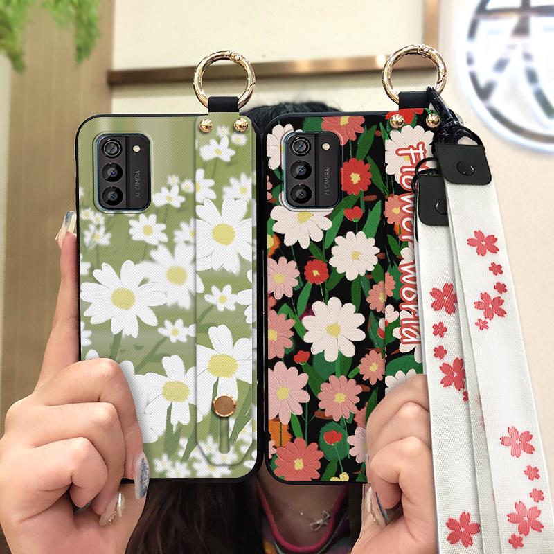 Lanyard Soft Case Phone Case For Nokia G100 Oil Painting Waterproof Anti-dust Wristband Shockproof Durable Kickstand