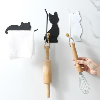 Katzförmiger Taschentuchhalter aus Edelstahl, Selbstklebender Badezimmer- und Küchenorganisator, Platzsparender Toilettenpapierhalter