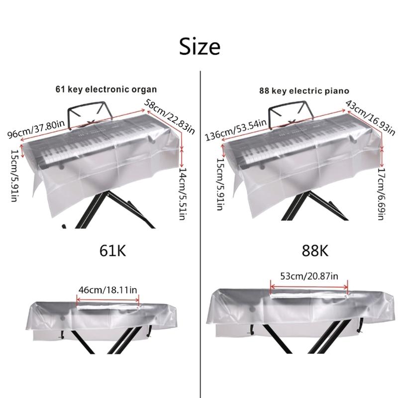 Piano Keyboard Dust Cover, 61/ 88 Keys Protective Dust Cover Key Cover for Electronic Keyboard Digital Piano Dust Cover