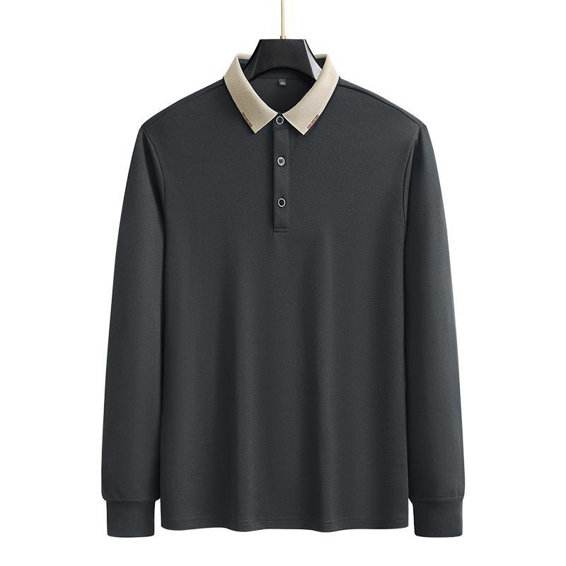 Large Size Long Sleeved T-shirt with a Collar and Polo Shirt As a Base for Men's Business Casual Tops In Spring and Autumn