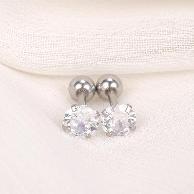 1 Pair 4Mm Multicolor  Stud Earrings For Women Ear Bone Nail Cartilage Ea