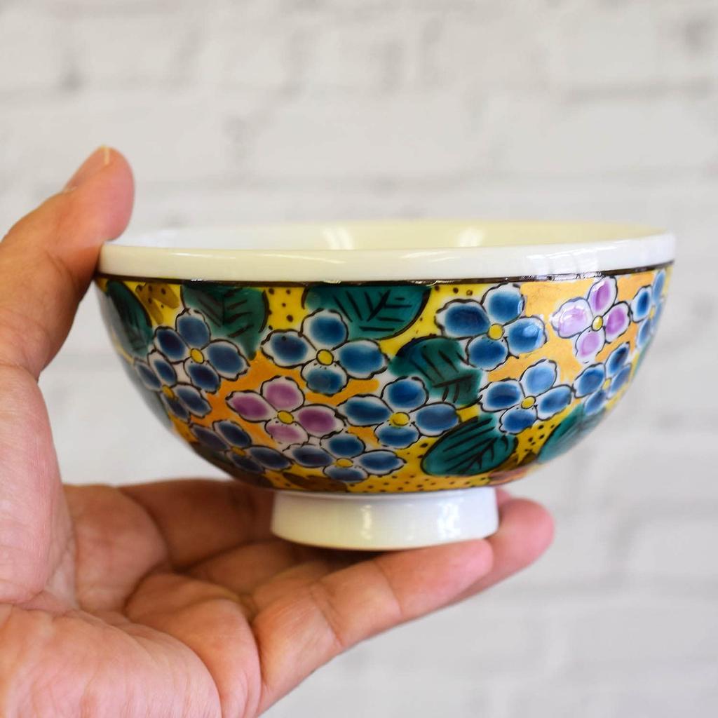 Schüssel Stilvolles Geschirr Kutani Ware Paar Reisschüssel Yoshidaya Hortensie Keramikschüssel Marke Japanisches Geschirr Paar