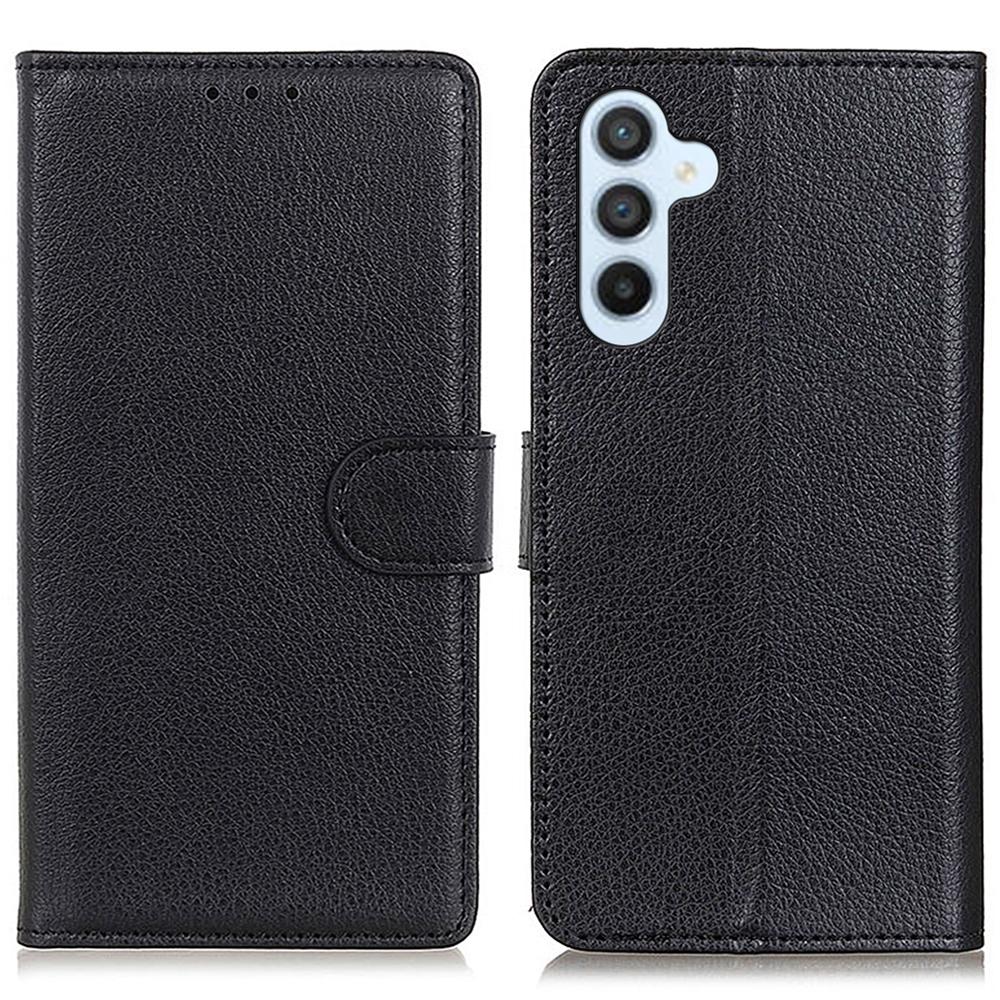 

For Samsung Galaxy S24 FE Case Litchi Texture Leather Phone Cover Black
