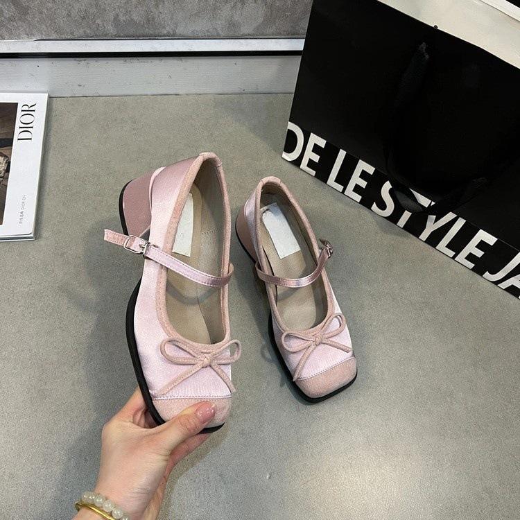 Fashion Women Shoes 2025 Spring Fashion Bow-knot Buckle Strap Mary Jane High Heel Shoes Non Slip Height Increase Women's Ballet Shoes