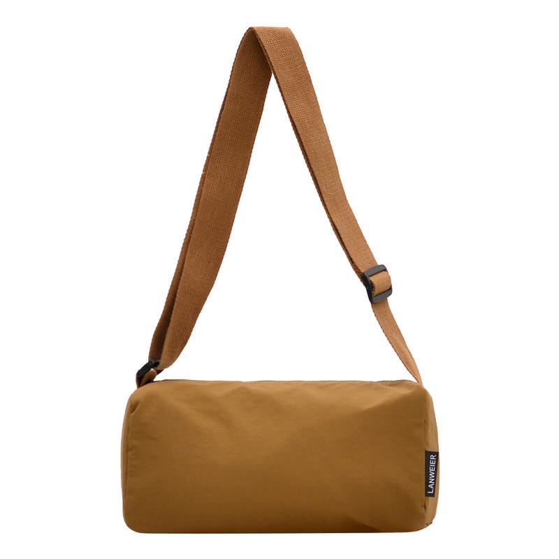 Simple Solid Color Large Capacity Lightweight Women Casual Cylindrical Bag For Casual Travel