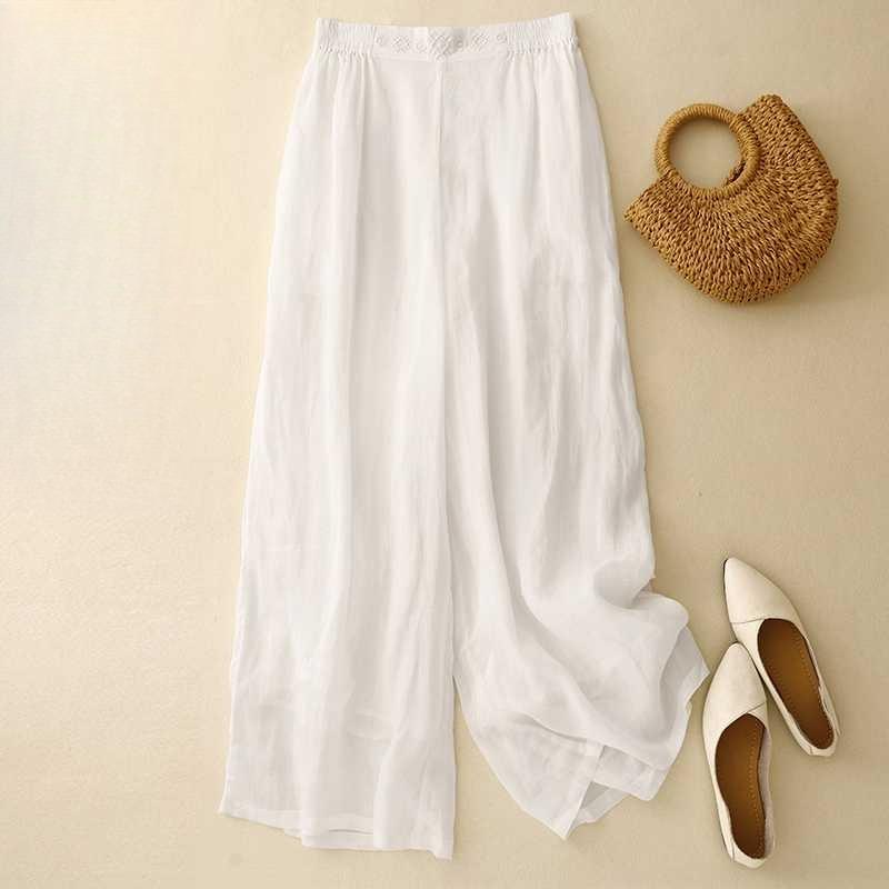 

Вышитые брюки-палаццо из рами 2XL белый