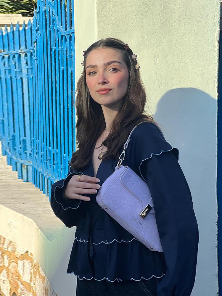 Волнистый принт Контрастная шнуровка Женская блузка с бантом и длинным рукавом Свободные — фото 4