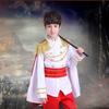 Role Playing King Cosplay Costume Fluffy Kid Crown Cane Party Costume  Masquerade